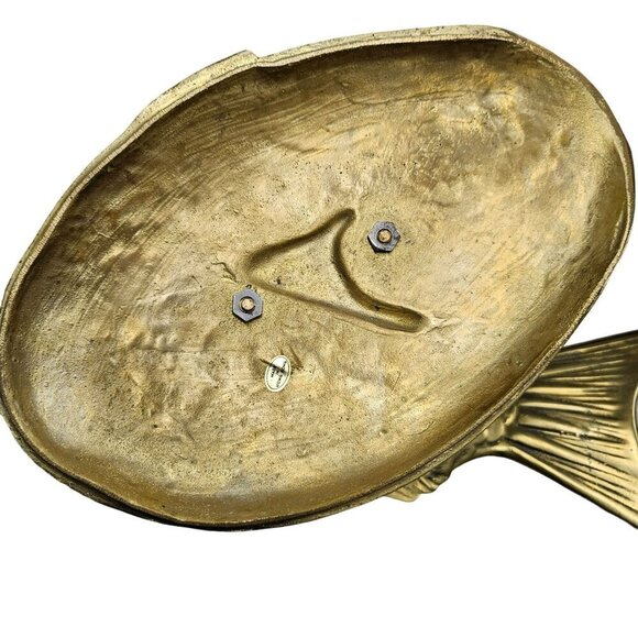 Vintage LARGE Brass Fish-Shaped Bowl Lid Trinket Holder Made Hong Kong 7.8 lbs - Picture 4 of 14